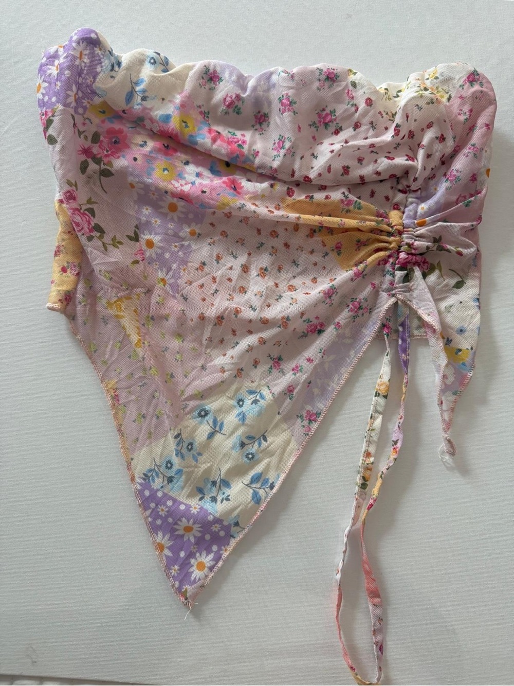 Kids Floral Patchwork Drawstring Skirt - Pink
